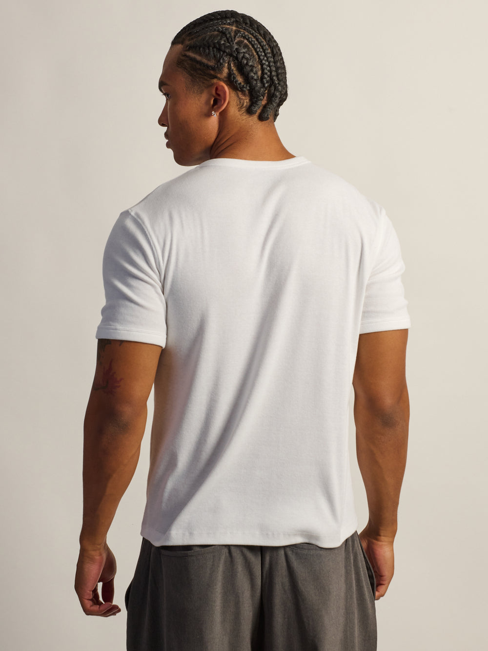 KOLBY SLIM FIT RIBBED T-SHIRT - WHITE