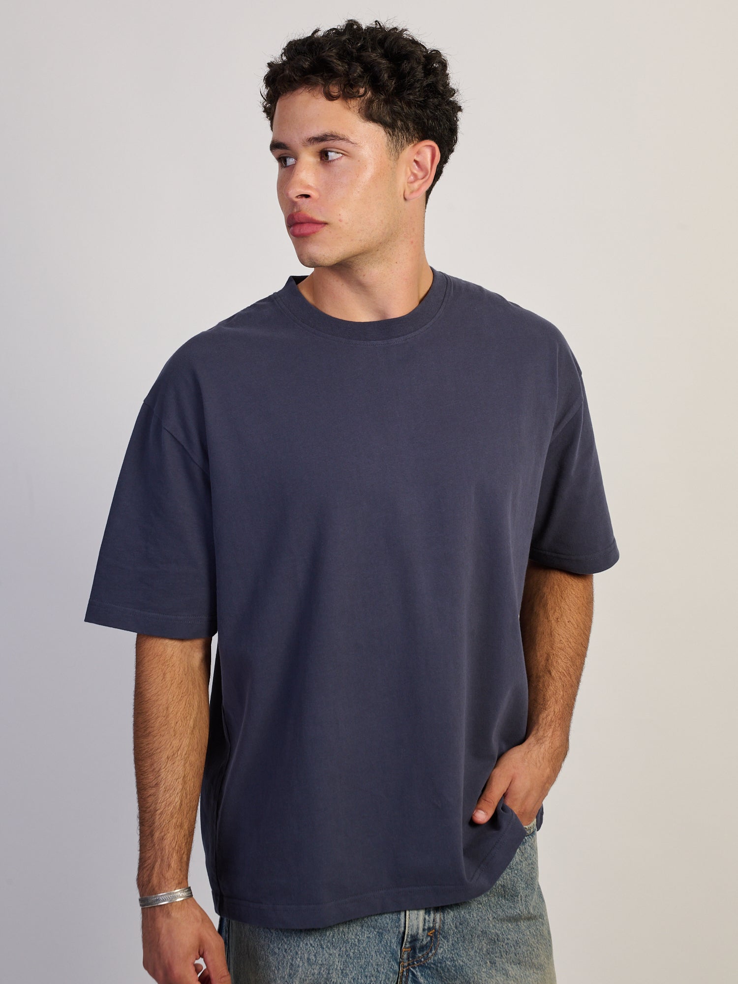 KOLBY PREMIUM HEAVYWEIGHT T-SHIRT - CHARCOAL NAVY