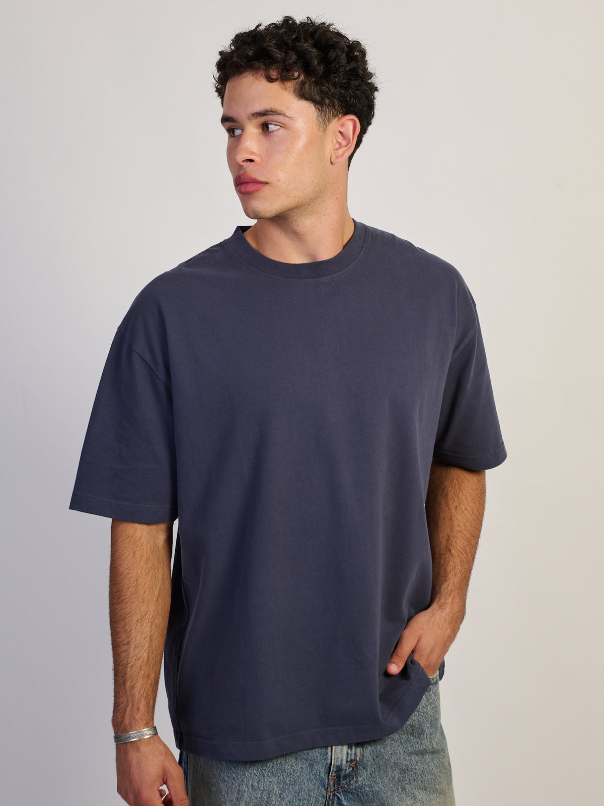 KOLBY PREMIUM HEAVYWEIGHT T-SHIRT - CHARCOAL NAVY