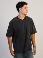KOLBY CONTRAST STITCH T-SHIRT - BLACK