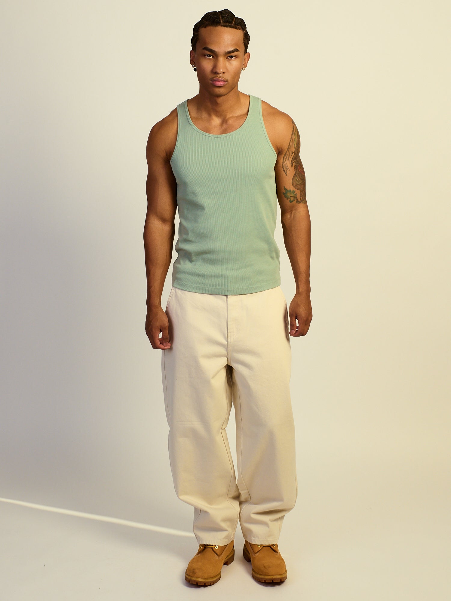 KOLBY RIBBED TANK - DUSTY GREEN