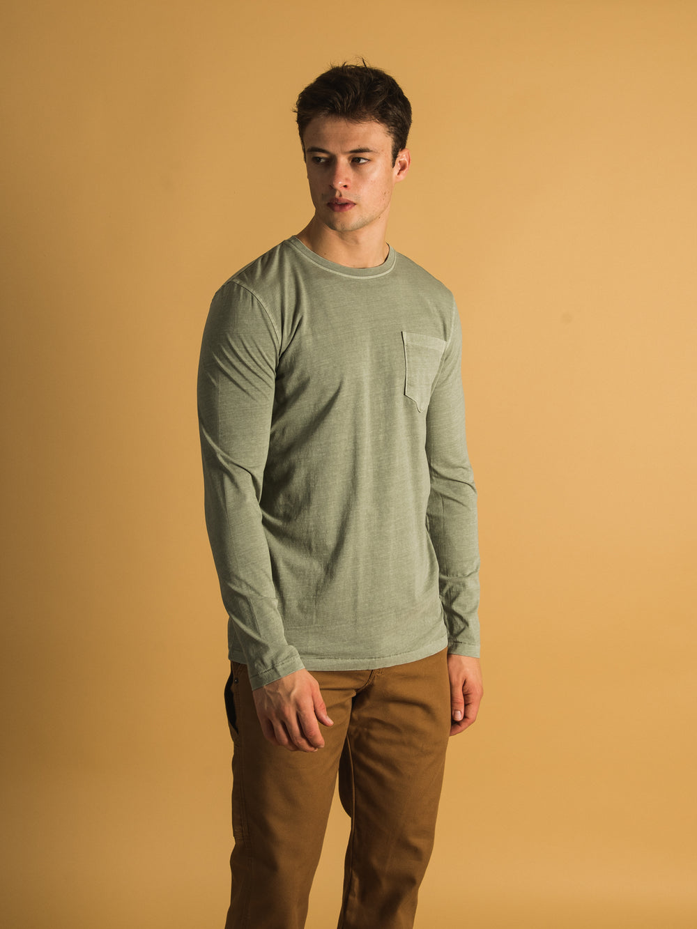 KOLBY GARMENT DYE POCKET LONG SLEEVE TEE - CLEARANCE