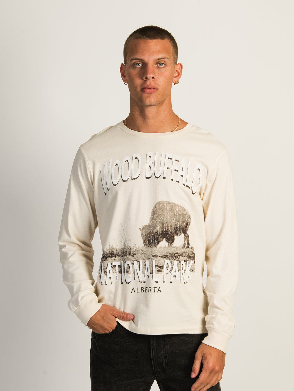 KOLBY GRAPHIC LONG SLEEVE TEE - WOOD BUFFALO