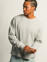 KOLBY SHORT CUT LONG SLEEVE WAFFLE SHIRT - HEATHER GREY