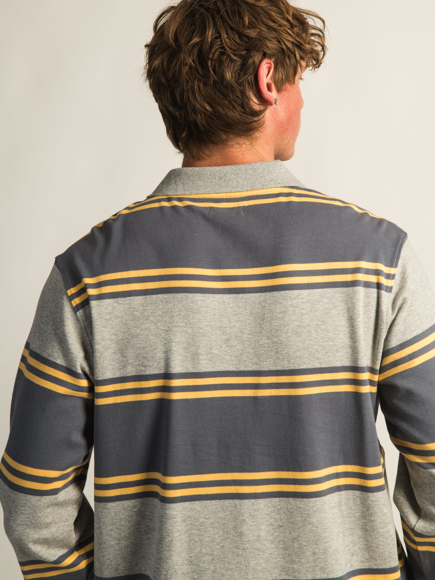 KOLBY LONG SLEEVE RUGBY SHIRT - HEATHER GREY