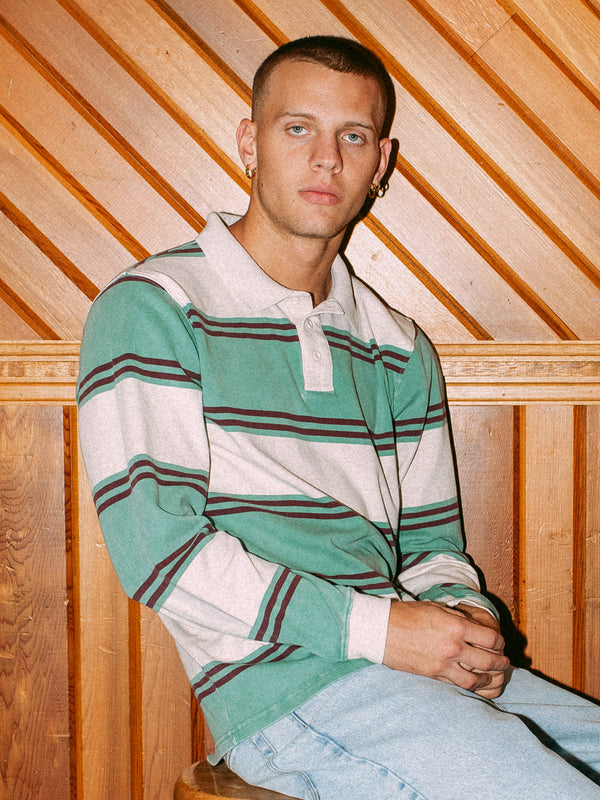 KOLBY LONG SLEEVE RUGBY SHIRT - OATMEAL