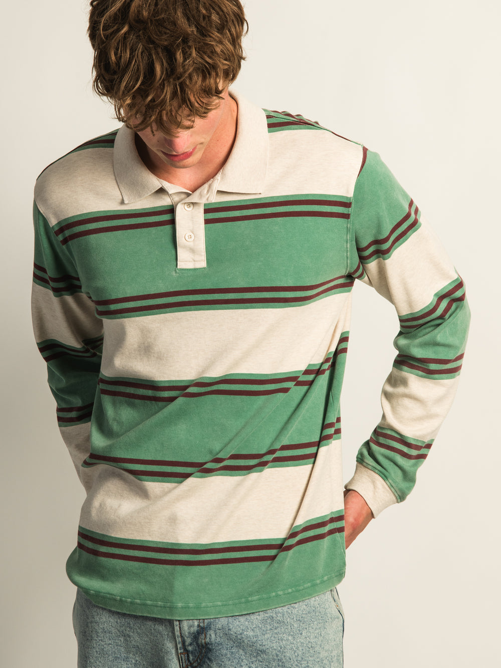 KOLBY LONG SLEEVE RUGBY SHIRT - OATMEAL