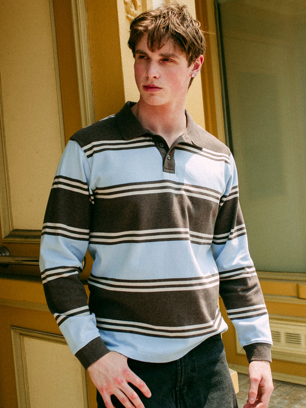 KOLBY LONG SLEEVE RUGBY SHIRT - SKY