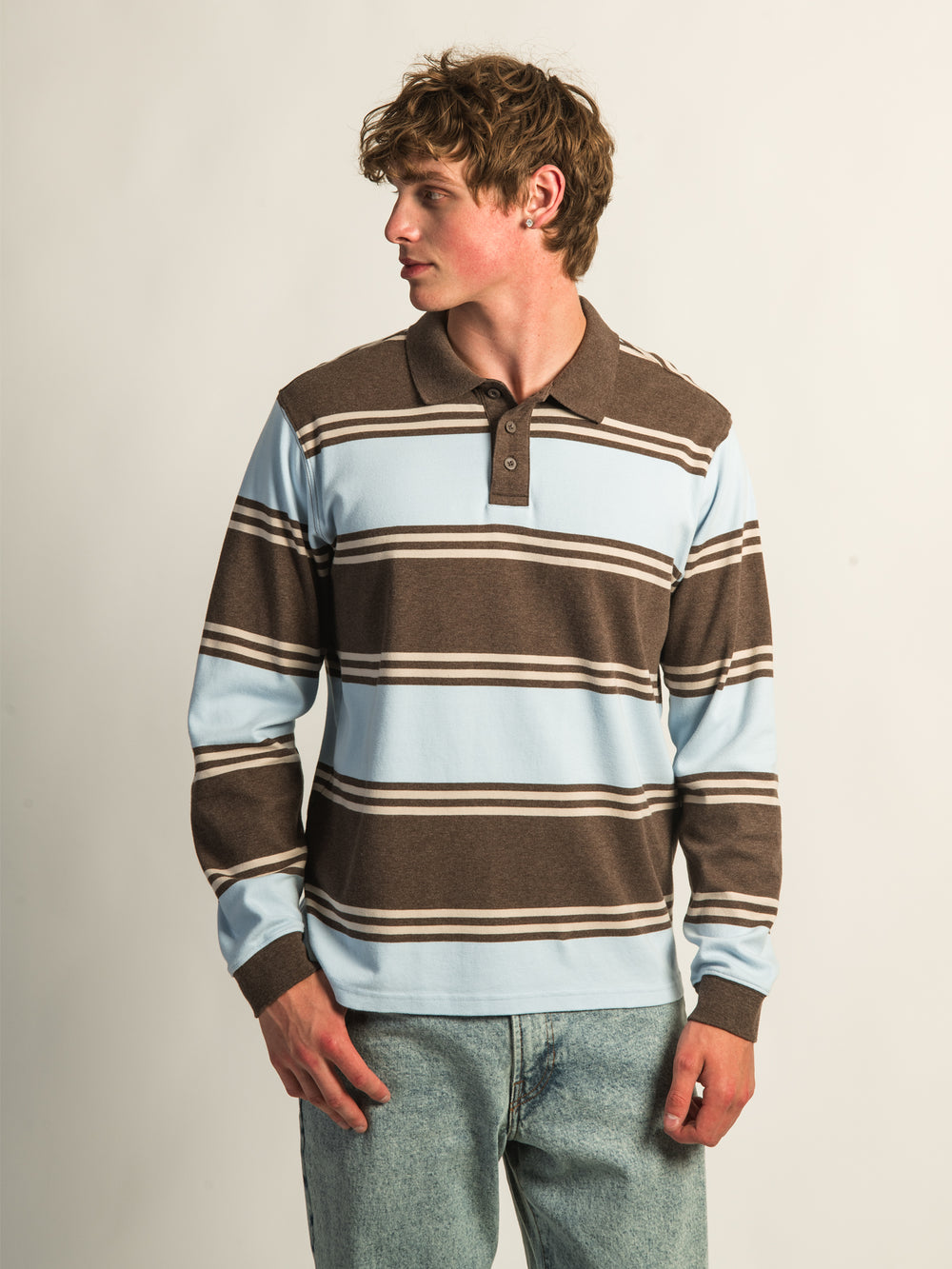 KOLBY LONG SLEEVE RUGBY SHIRT - SKY
