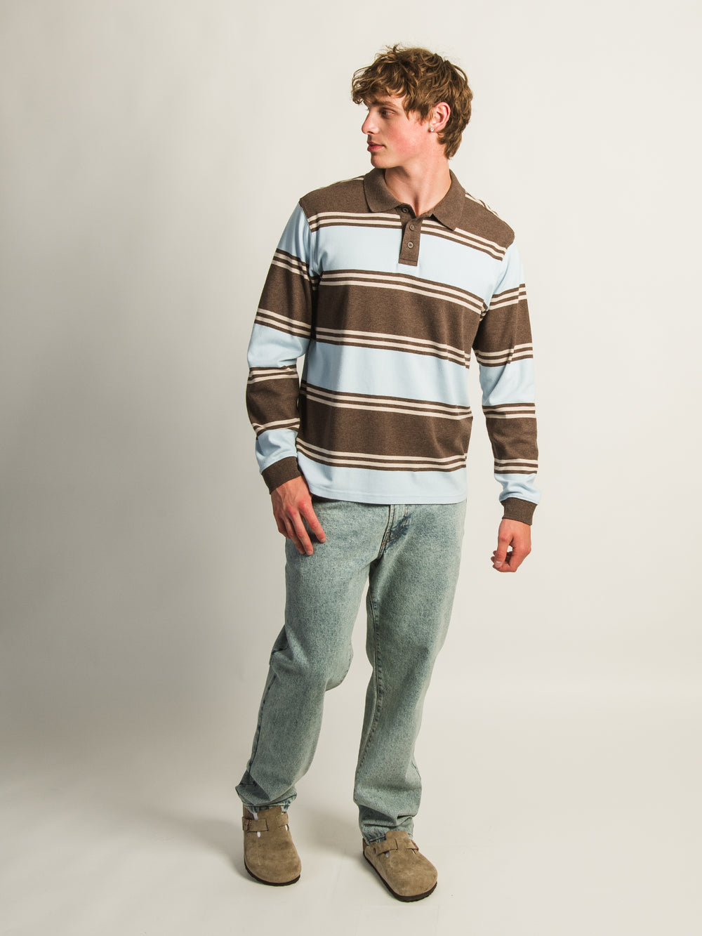 KOLBY LONG SLEEVE RUGBY SHIRT - SKY