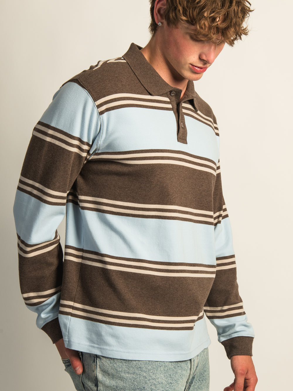 KOLBY LONG SLEEVE RUGBY SHIRT - SKY