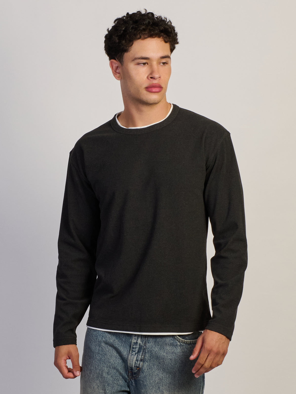 KOLBY LAYERED KNIT TEE- BLACK