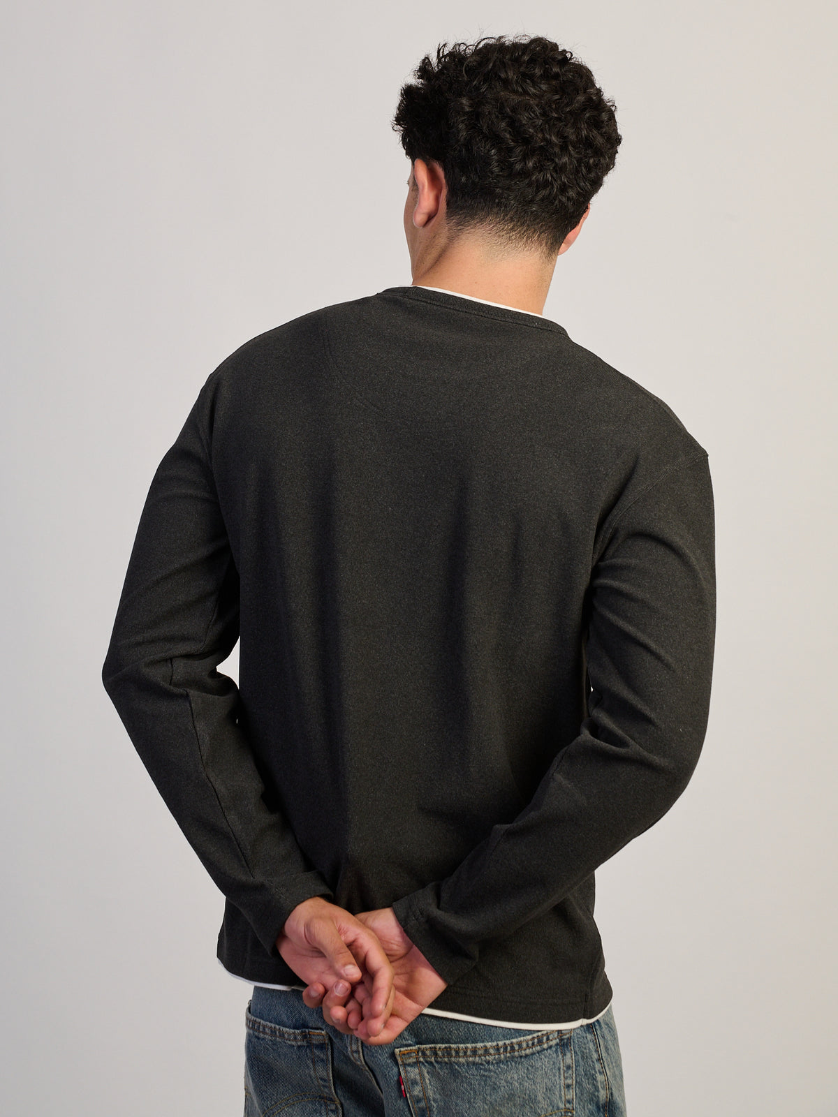 KOLBY LAYERED KNIT TEE- BLACK