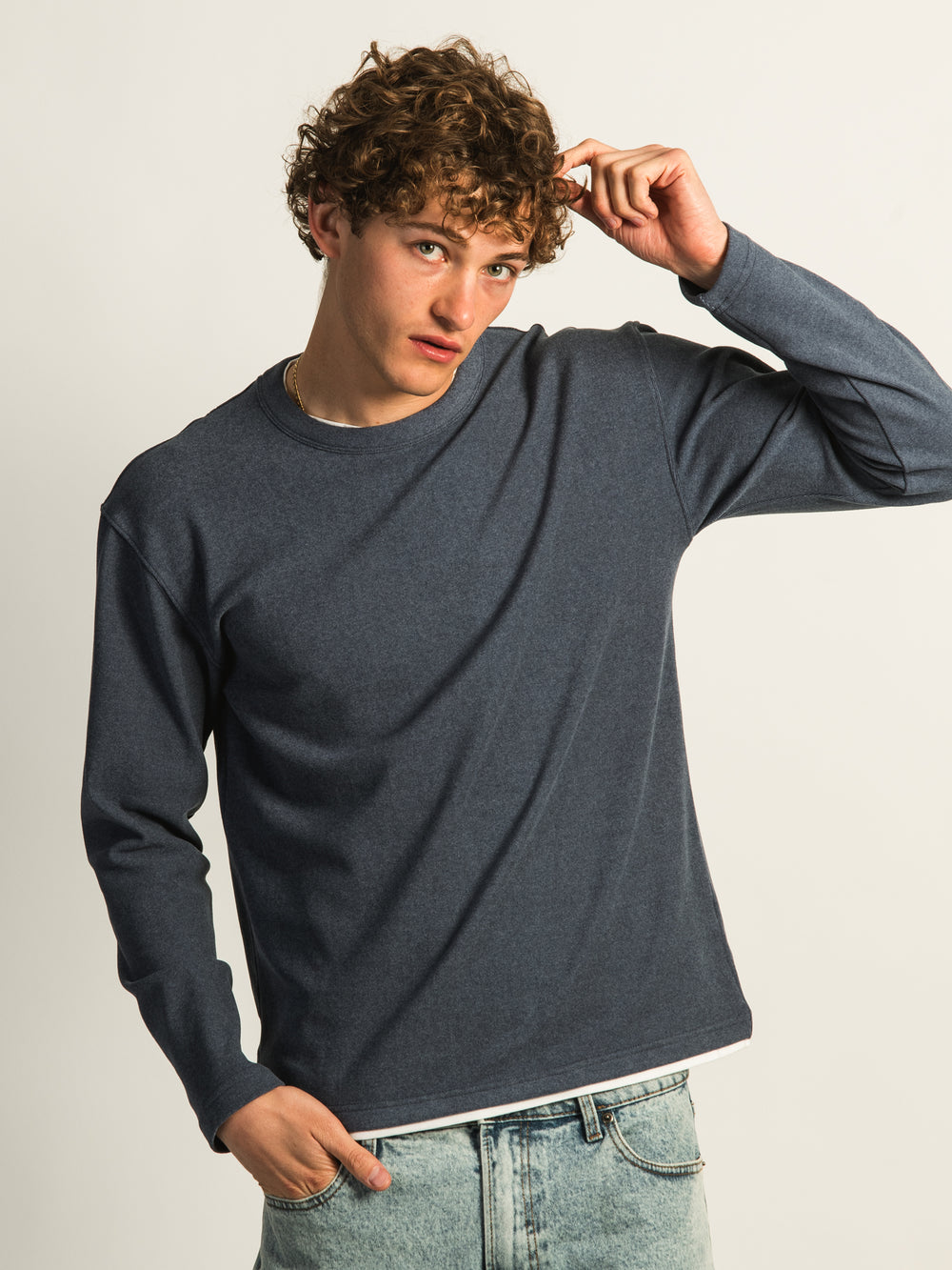 KOLBY LAYERED KNIT TEE - BLUE