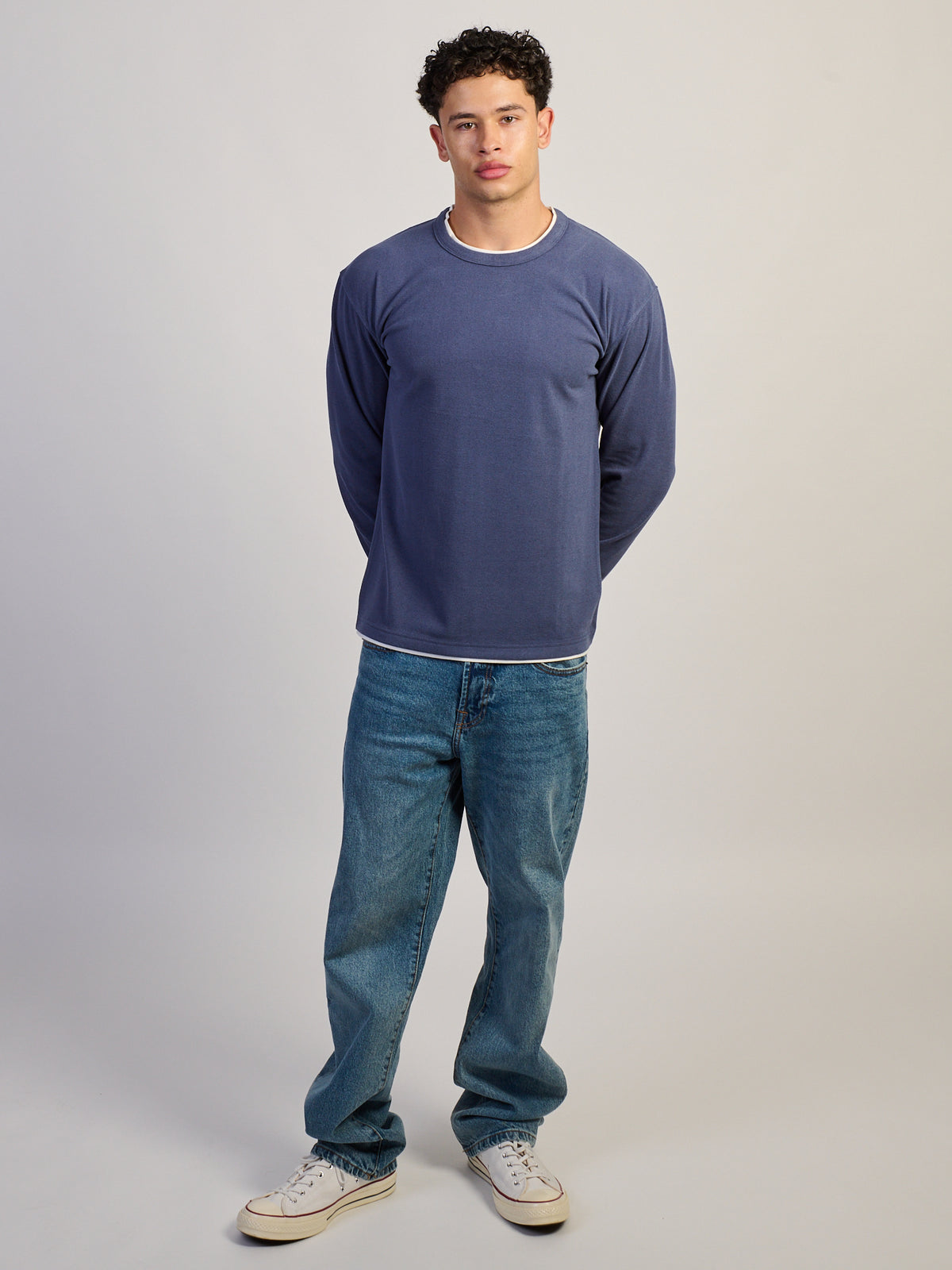 KOLBY LAYERED KNIT TEE - BLUE