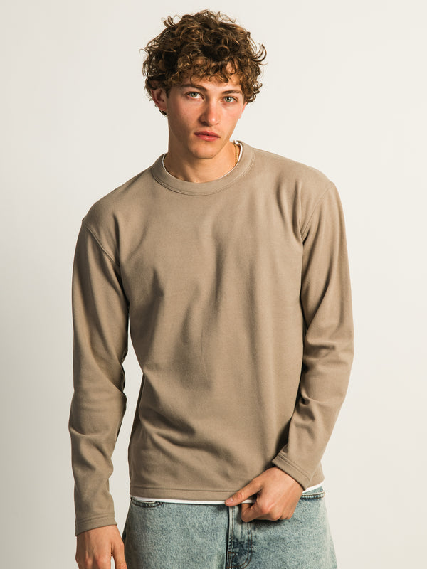 KOLBY LAYERED KNIT TEE- BROWN