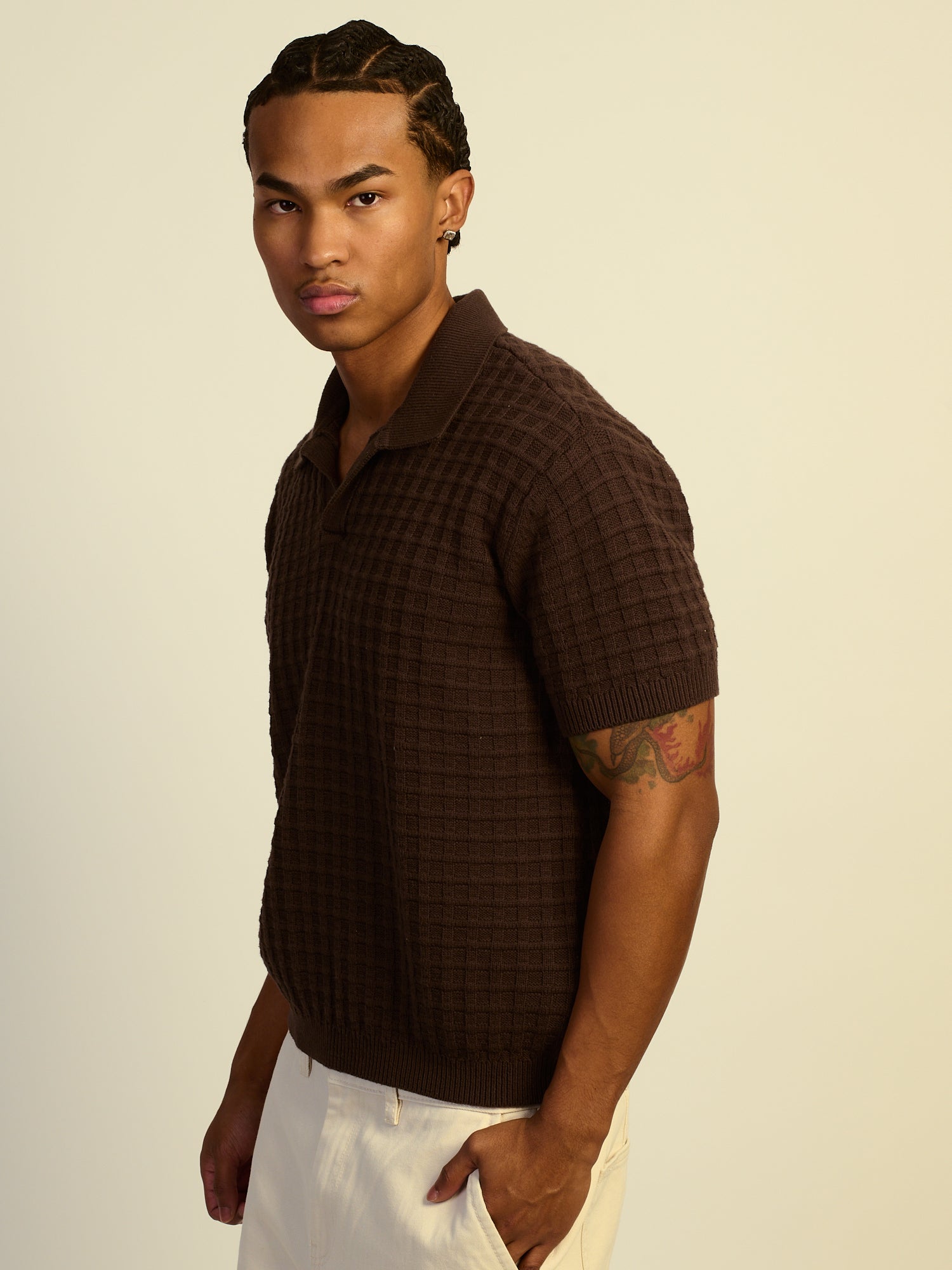 KOLBY RELAXED FIT KNIT POLO - IRON