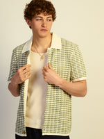 KOLBY RELAXED FIT KNIT BUTTON UP - GREEN