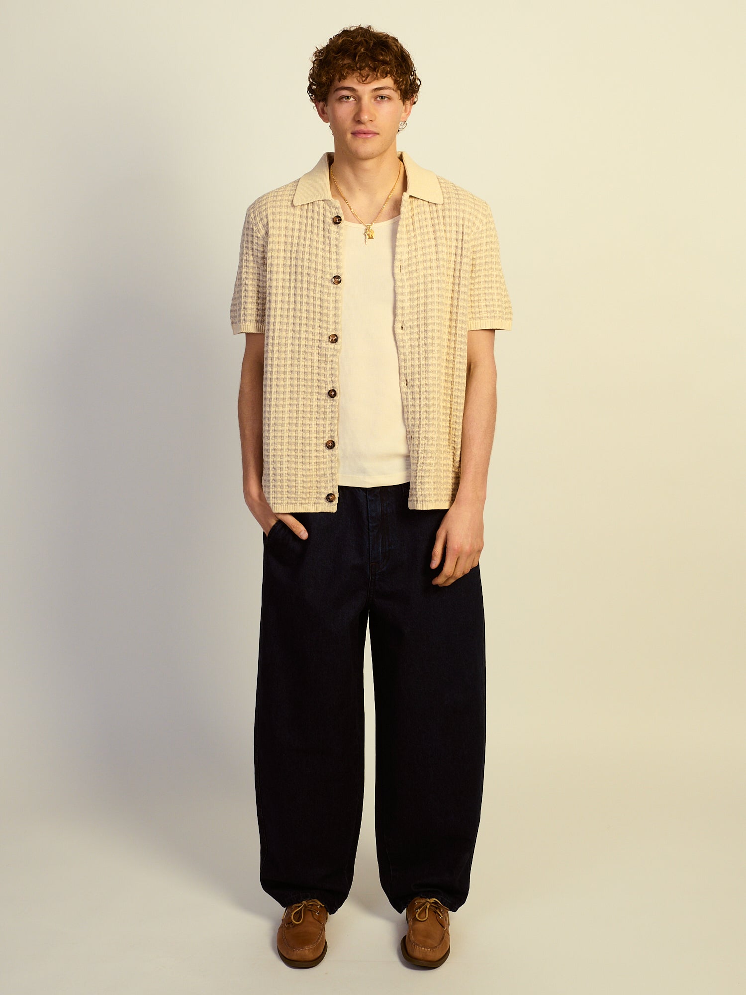 KOLBY RELAXED FIT KNIT BUTTON UP