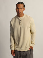 T-SHIRT HENLEY GAUFRÉ TEXTURÉ KOLBY - BLANC CASSÉ