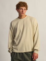 KOLBY T-SHIRT GAUFRÉ À MANCHES LONGUES LOURDES - BLANC CASSÉ
