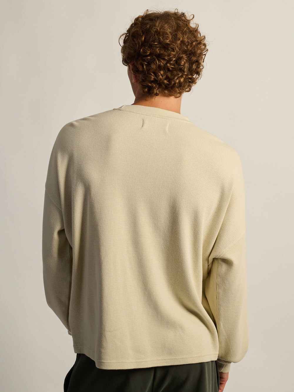 KOLBY HEAVYWEIGHT LONG SLEEVE WAFFLE TEE - OFF WHITE