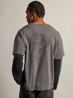 KOLBY T-SHIRT DE FOOTBALL GAUFRÉ À MANCHES LONGUES - CHARBON