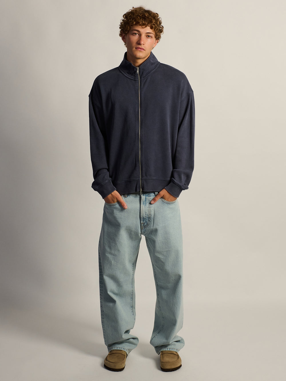 KOLBY HEAVYWEIGHT TRACK JACKET TEE - CARBON NAVY