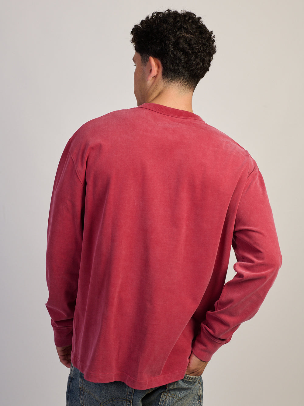T-SHIRT DE FOOTBALL À MANCHES LONGUES EN TISSU ÉPAIS - ROUGE VINTAGE 