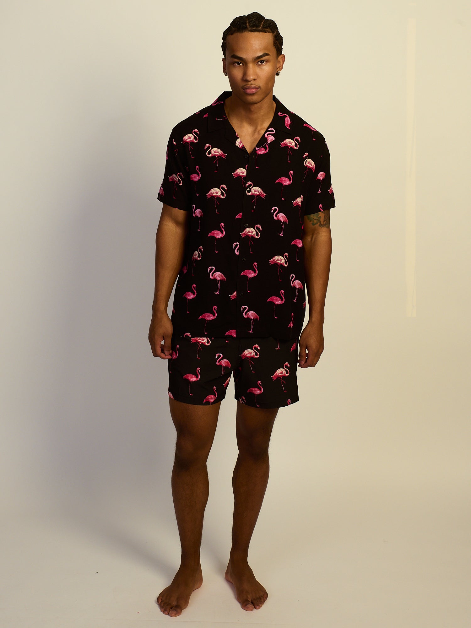KOLBY FLAMINGO WOVEN SHIRT - BLACK