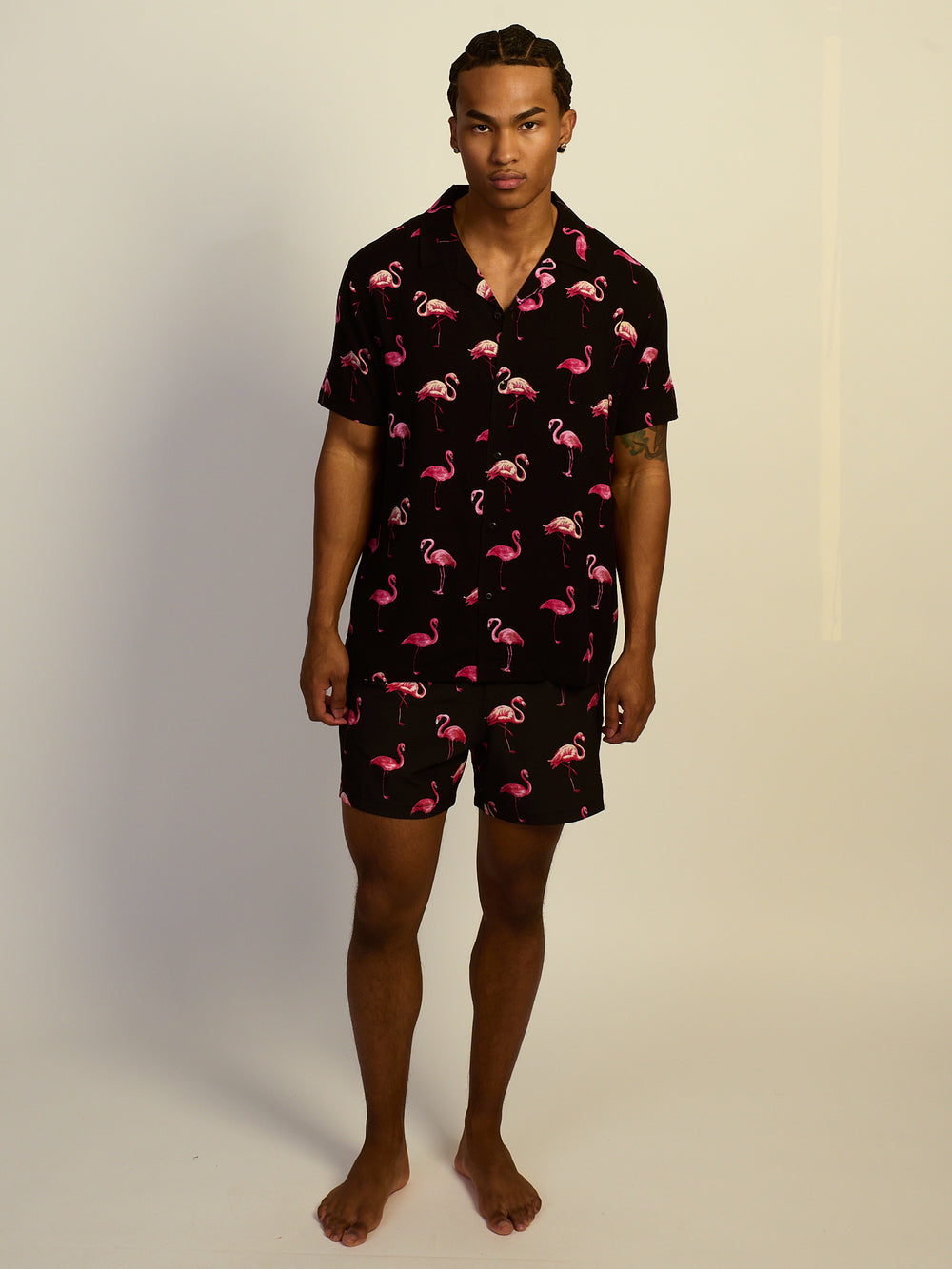 KOLBY FLAMINGO WOVEN SHIRT - BLACK