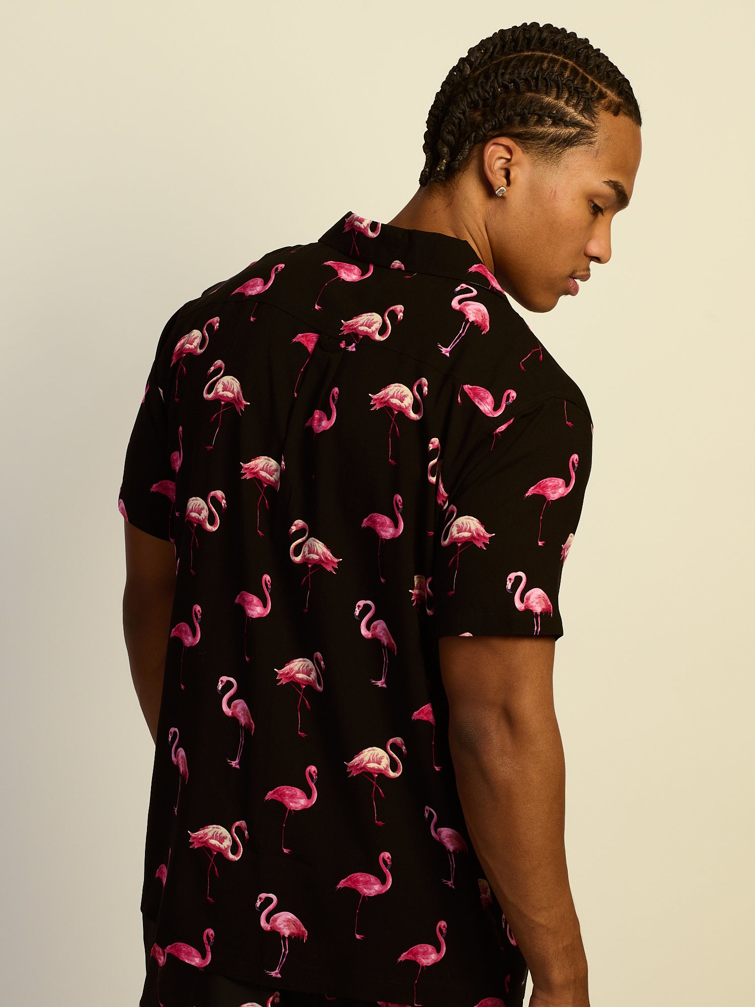 KOLBY FLAMINGO WOVEN SHIRT - BLACK