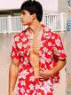 KOLBY SWIM HIBISCUS WOVEN SHIRT - RED