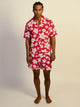 KOLBY SWIM HIBISCUS WOVEN SHIRT - RED
