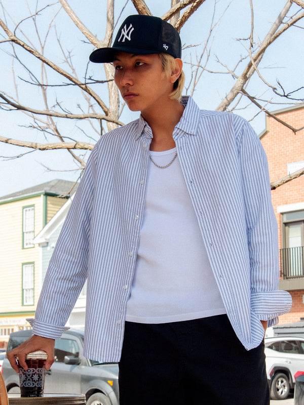 KOLBY STRIPED OXFORD SHIRT - BLUE