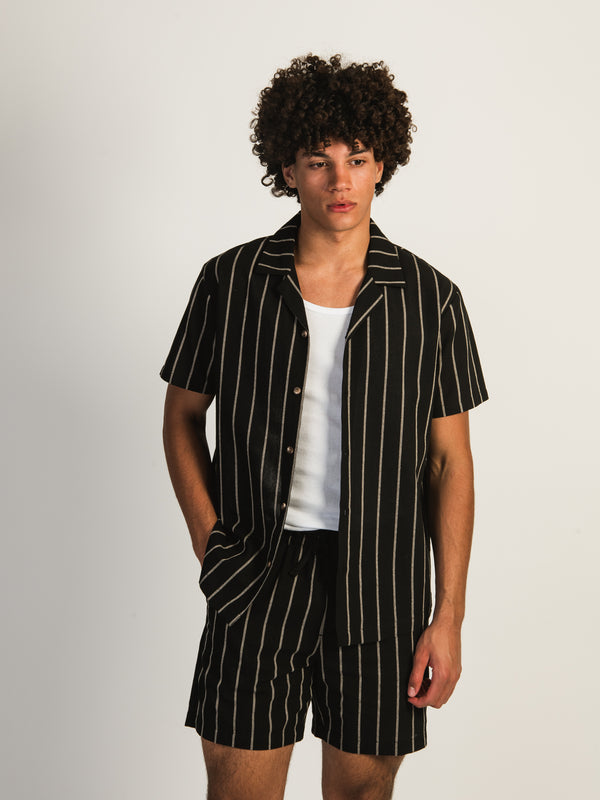 KOLBY STRIPE SHIRT - BLACK