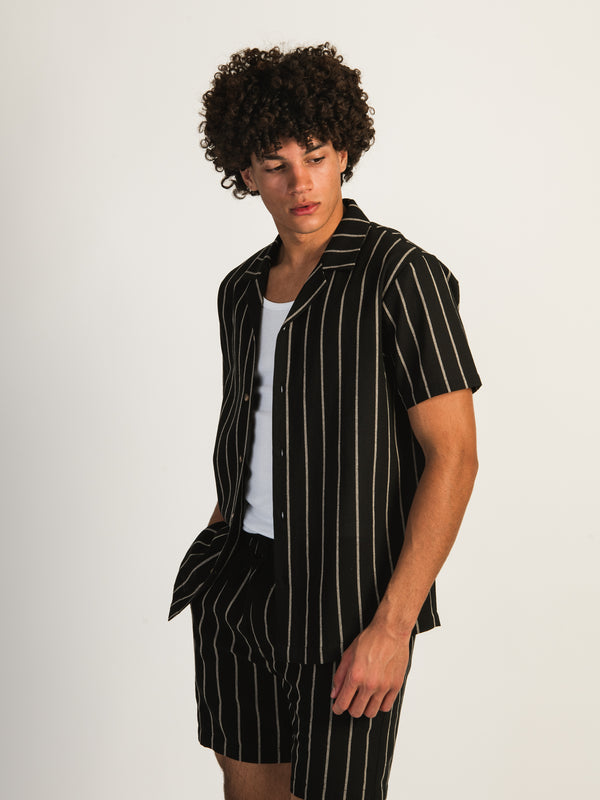 KOLBY STRIPE SHIRT - BLACK