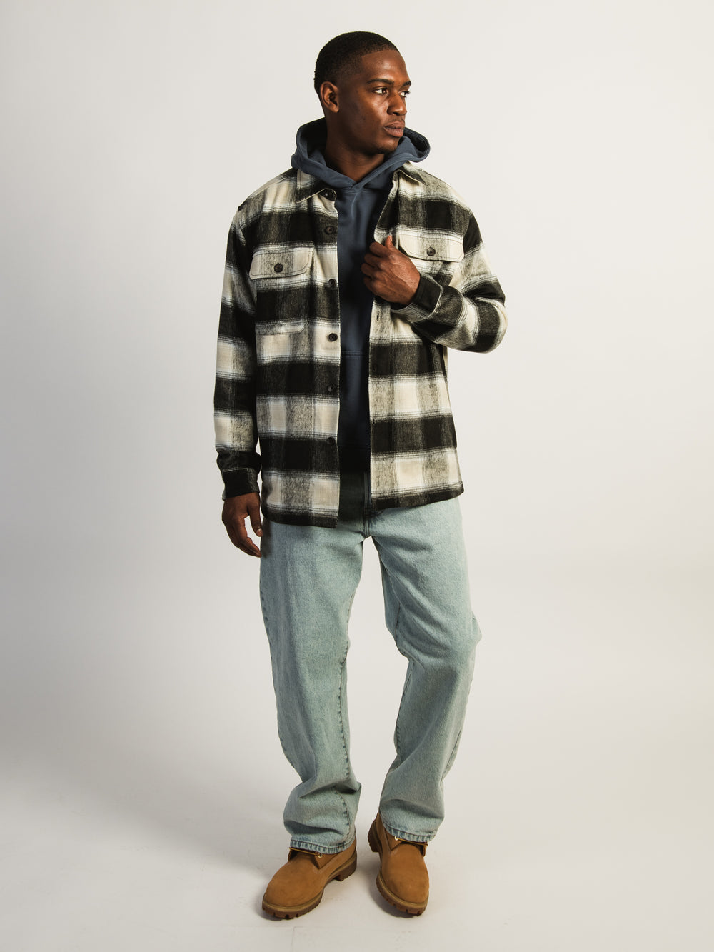 KOLBY PLAID OVERSHIRT - CREAM