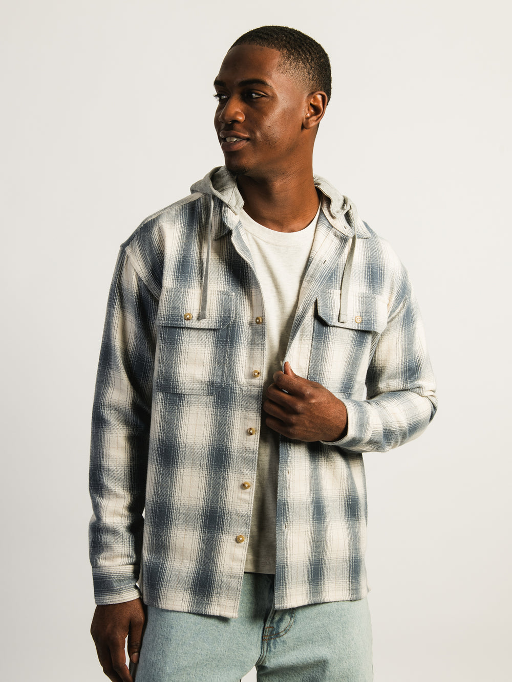 KOLBY FLANNEL HOODIE - BLUE
