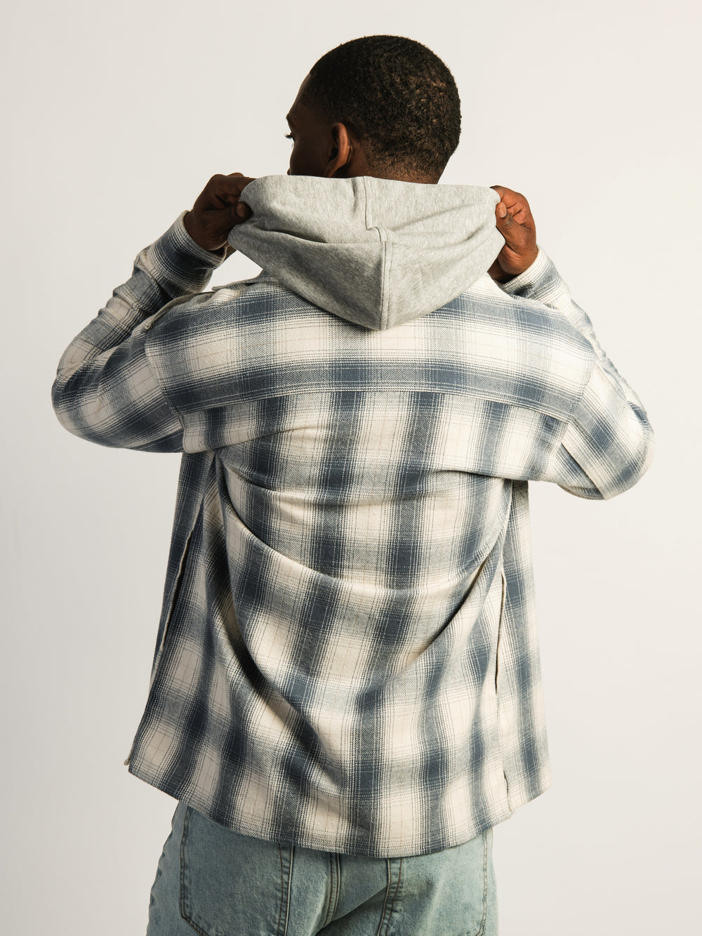 KOLBY FLANNEL HOODIE - BLUE