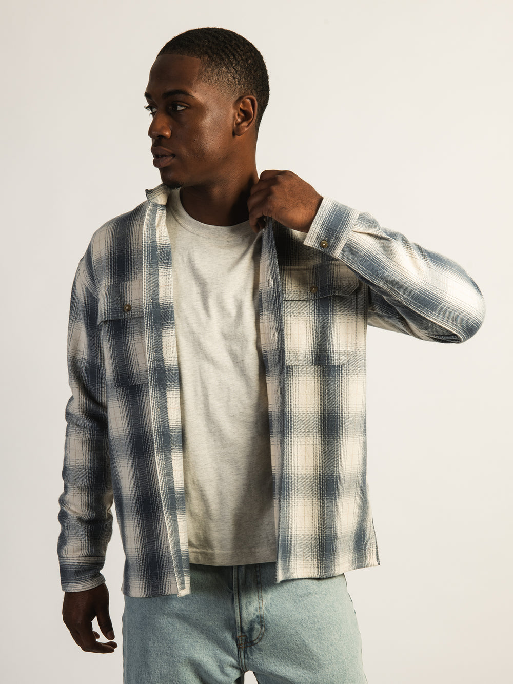 KOLBY FLANNEL HOODIE - BLUE
