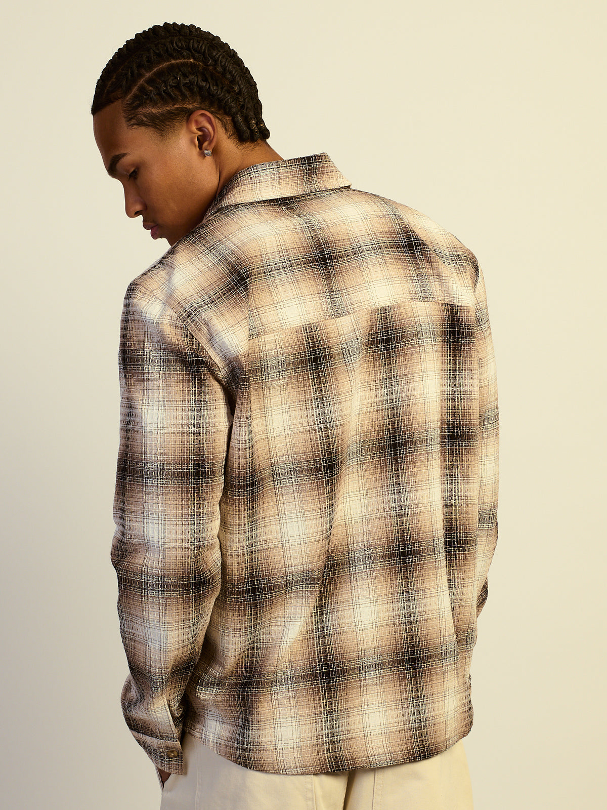 KOLBY BOXY PLAID SHIRT - OFF WHITE