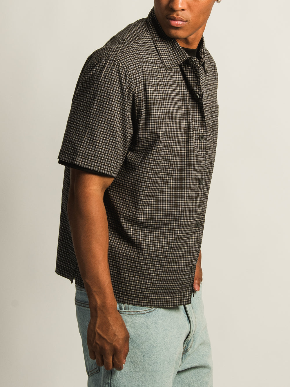 KOLBY BOXY PLAID SHIRT - BLACK