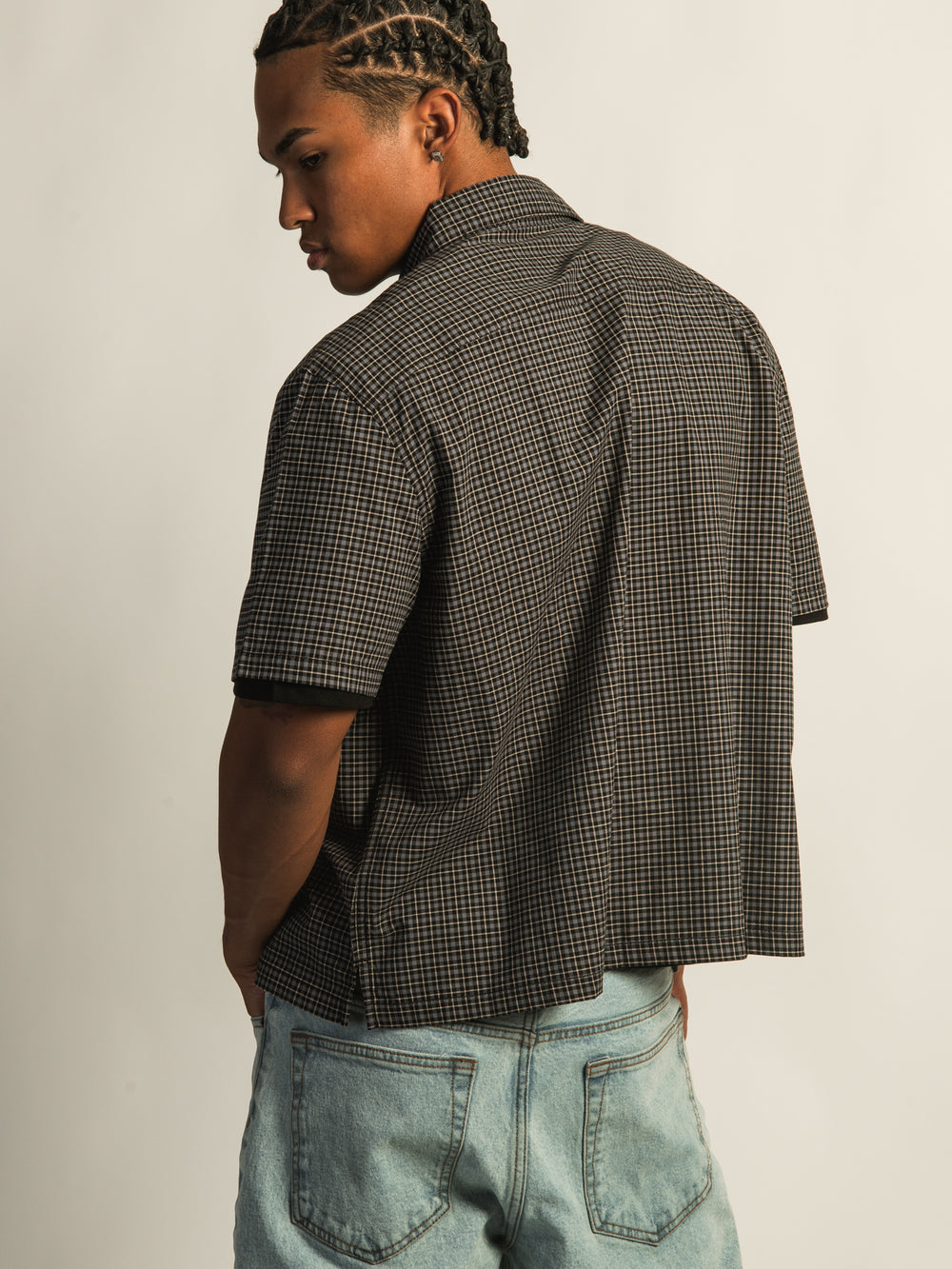 KOLBY BOXY PLAID SHIRT - BLACK
