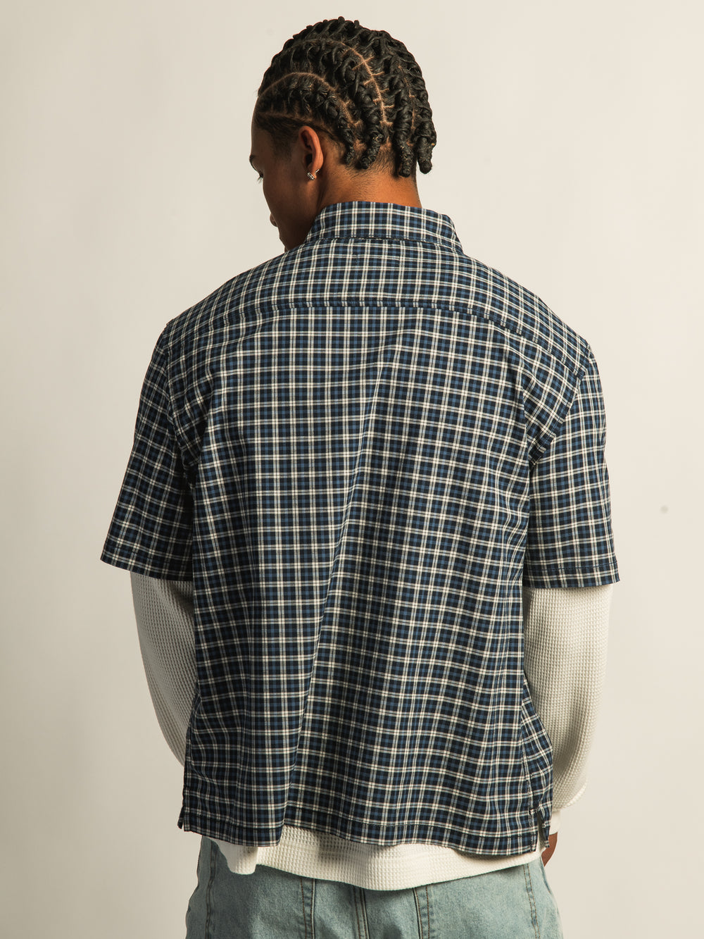 KOLBY BOXY PLAID SHIRT - BLUE