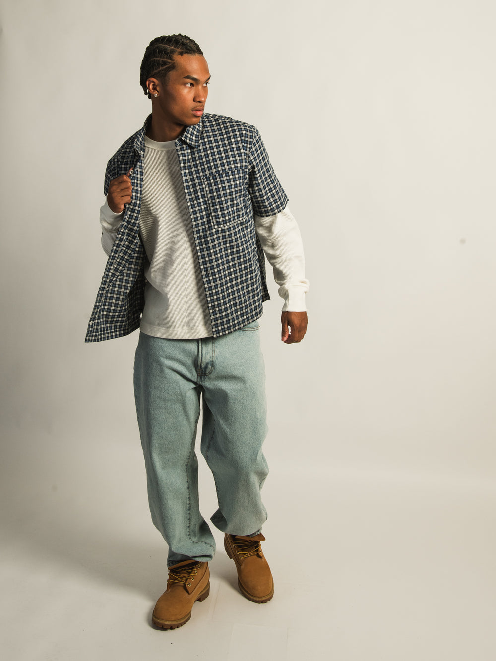 KOLBY BOXY PLAID SHIRT - BLUE