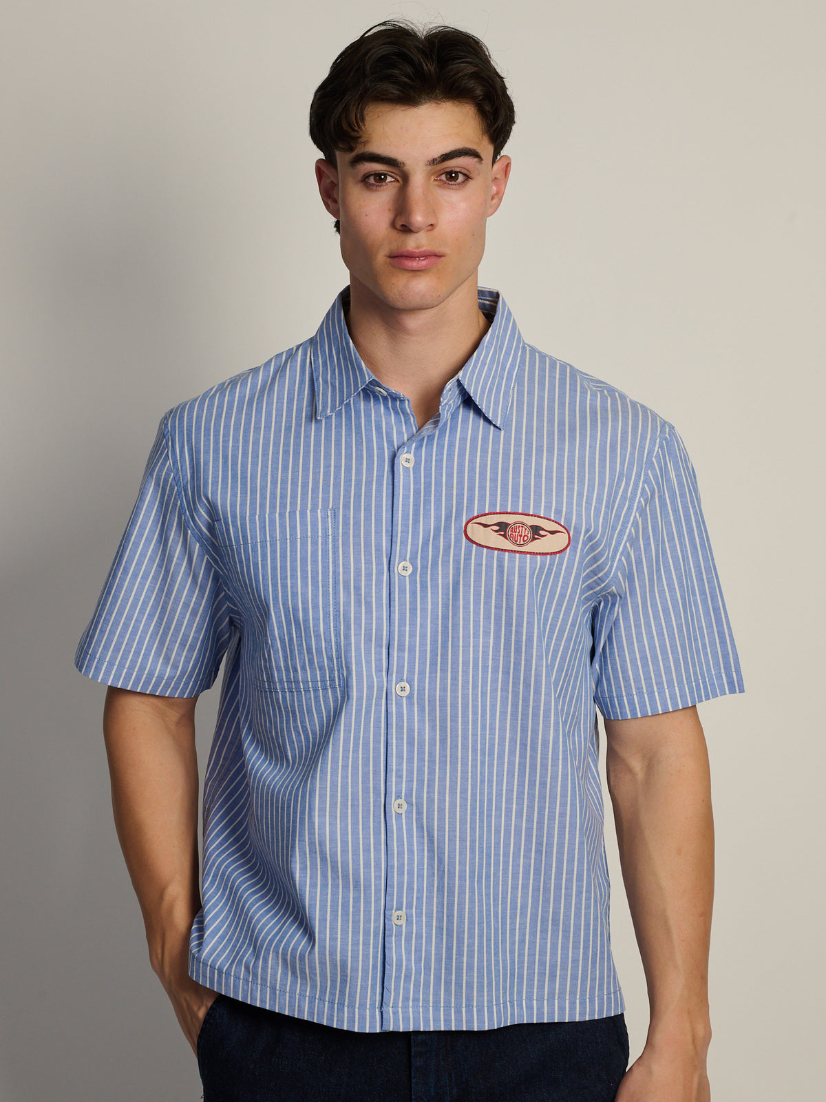 KOLBY BOXY PLAID SHIRT - BLUE