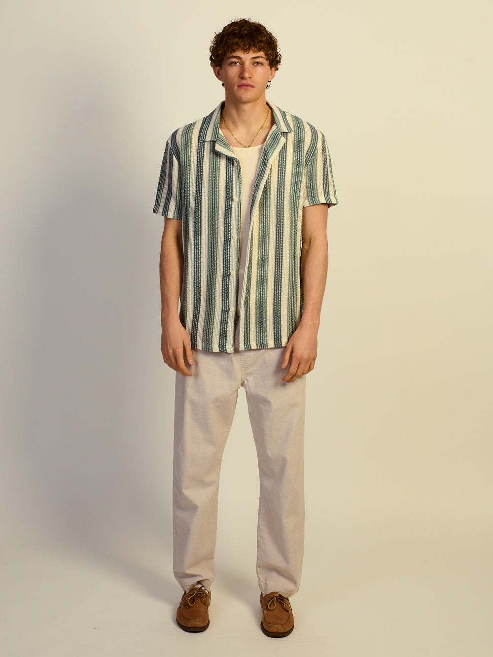 KOLBY RELAXED FIT TEXTURED SHIRT - DUSTY GREEN