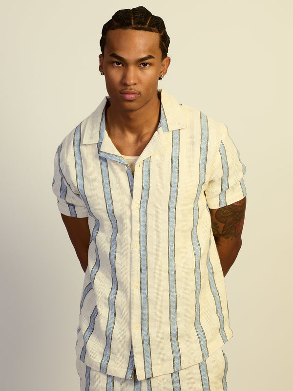 KOLBY RELAXED FIT STRIPE SHIRT - BLUE