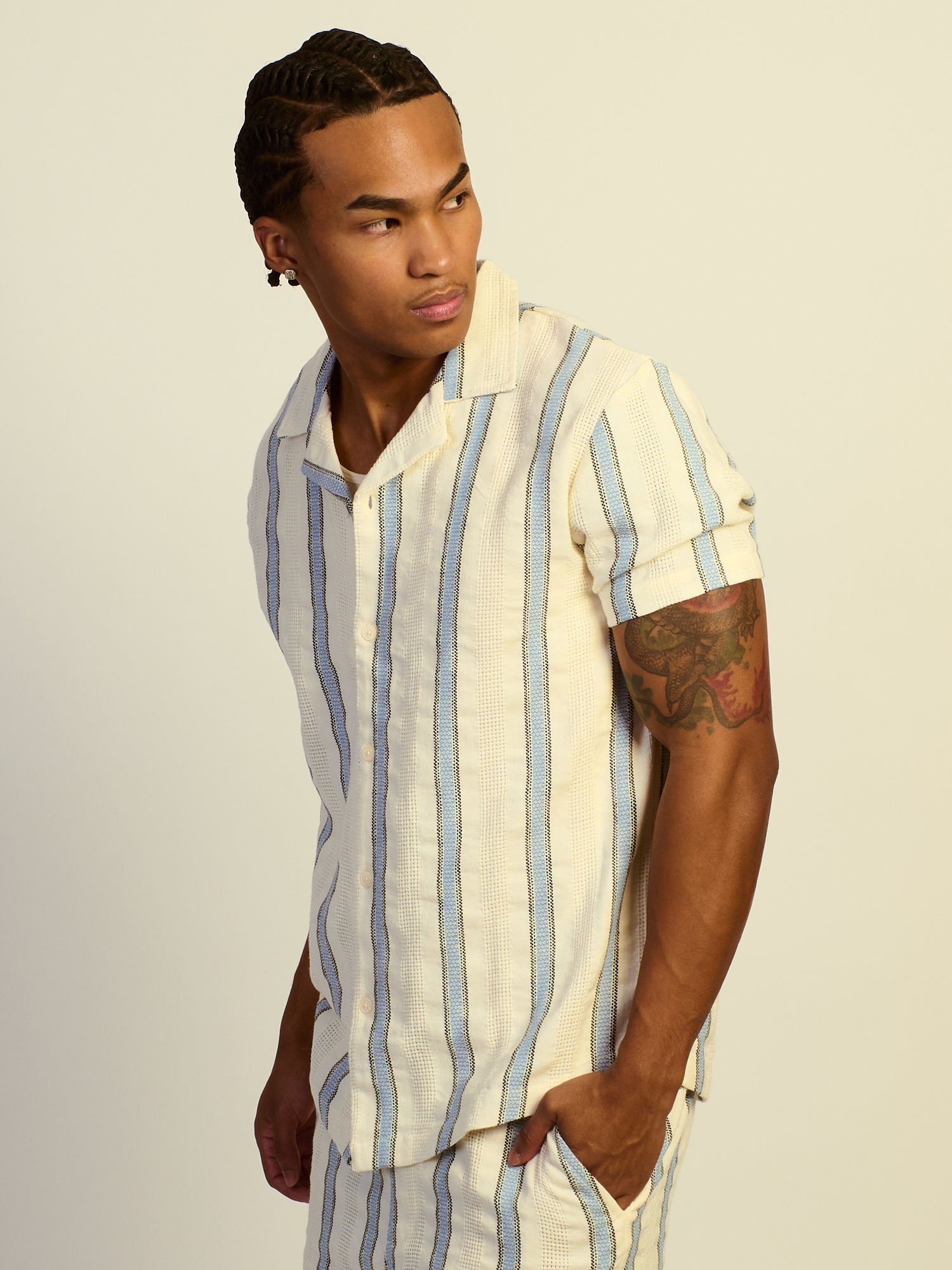 KOLBY - CHEMISE À RAYURES DE COUPE DÉCONTRACTÉE BLEU